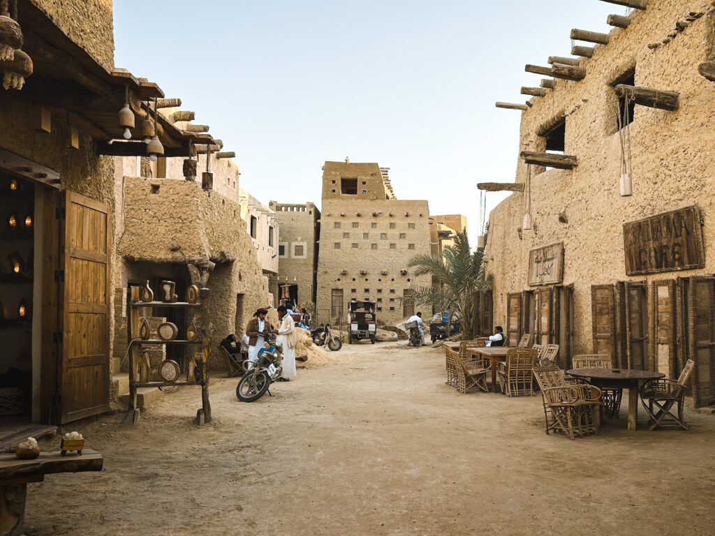 Street with Restaurants and cafes in siwa's old town