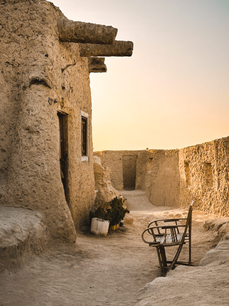 inside shali fortress at sunset in siwa oasis