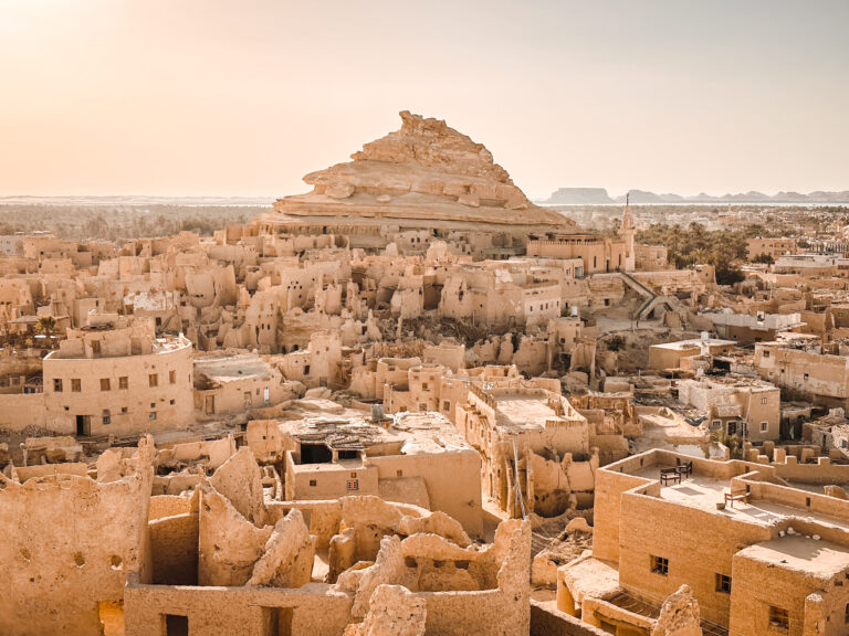 Views from shali fortress in siwa at sunset