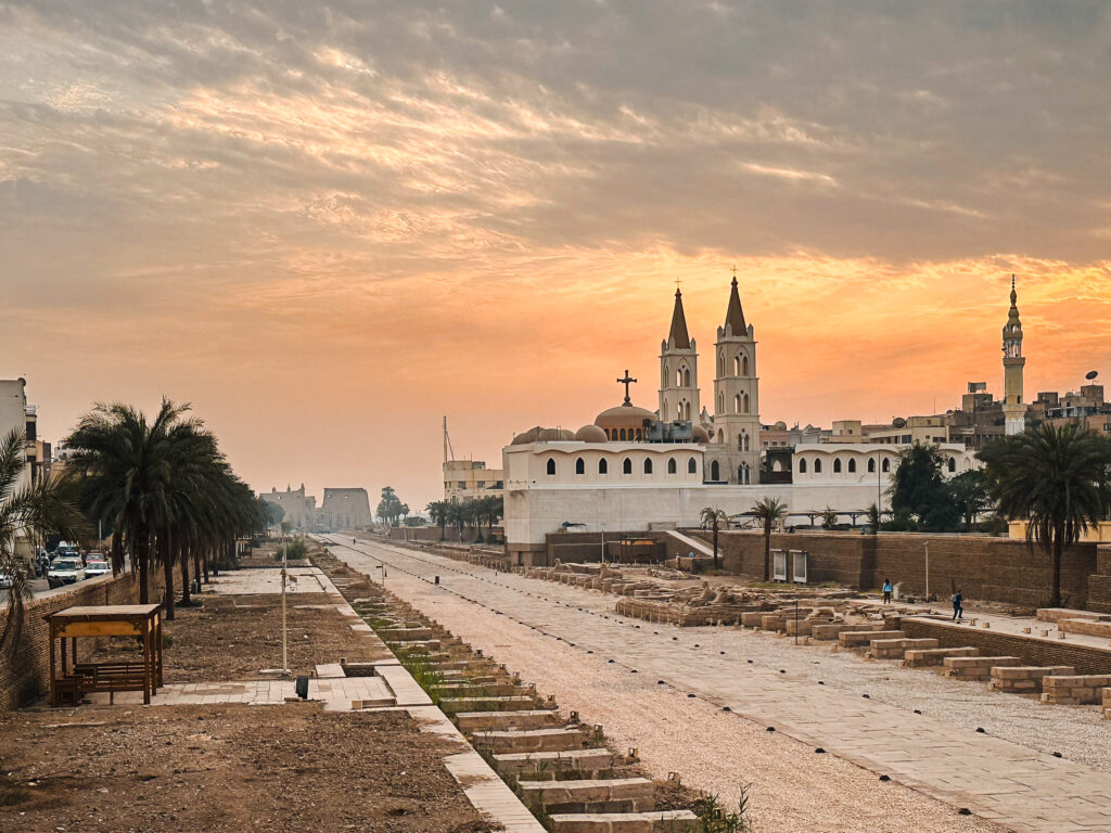 Avenue of the Sphinxes and mosque in luxor