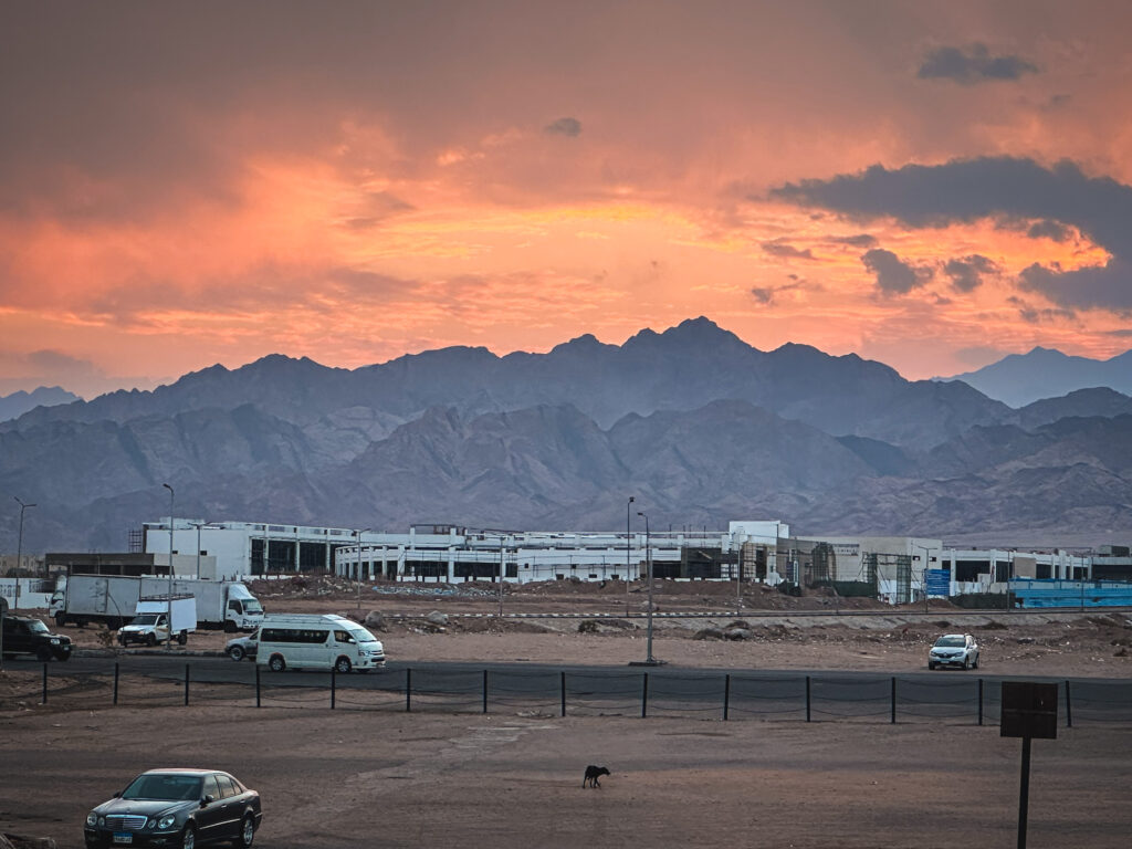 sunset in the mountains in dahab, sinai peninsula