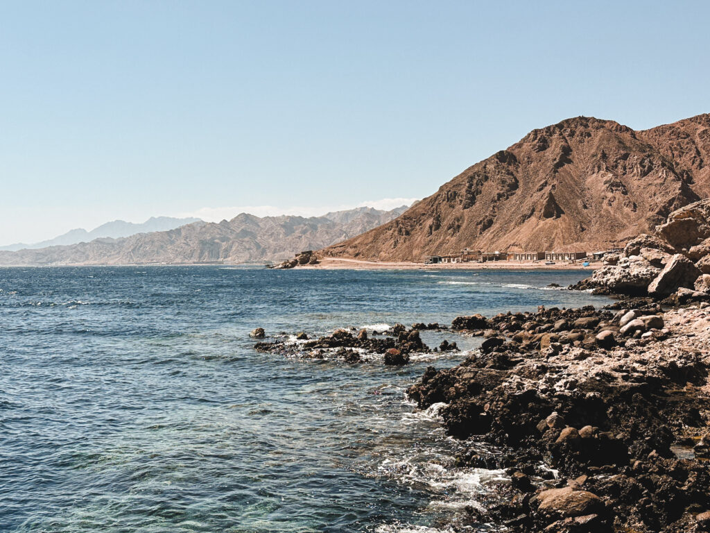 sinai peninsula's coast with mountains and red sea