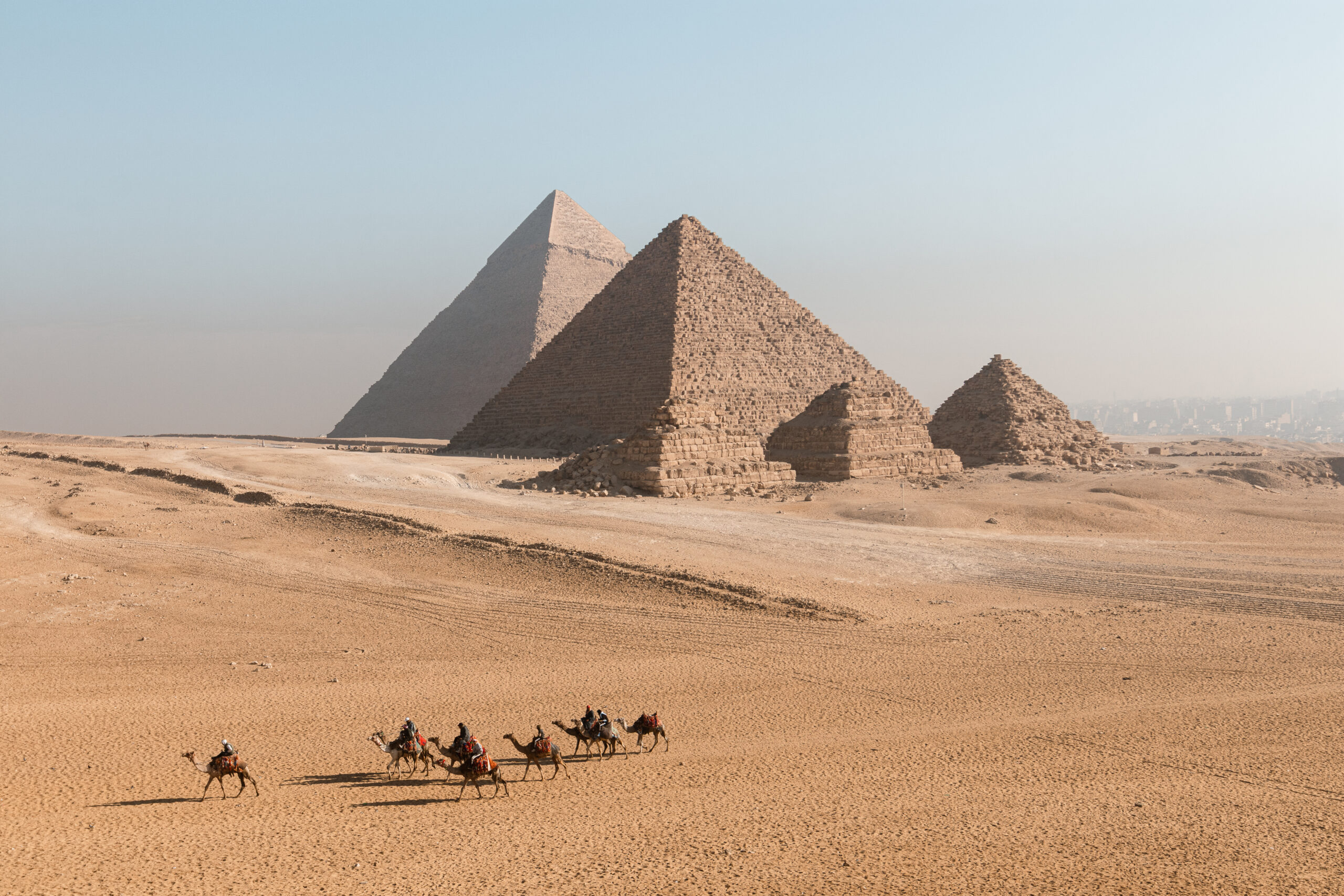 Five Pyramids Panoramic Viewpoint with camels in the foreground