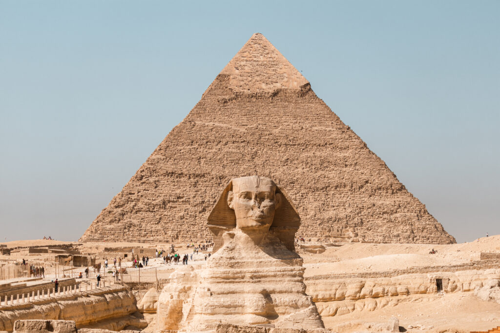 The Sphinx with Pyramid of Khafre in the background