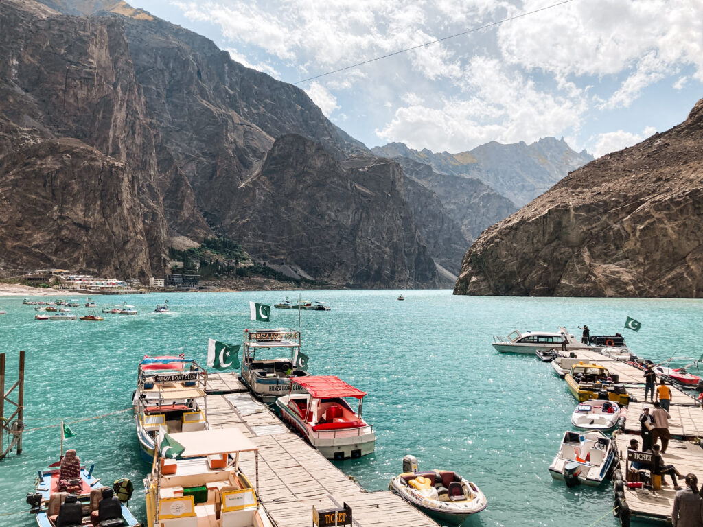 Boats for tourists at Attabad Lake in Northern Pakistan