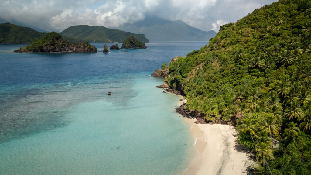 Aerial View Mahoro island, Siau Island day trip, Sulawesi, Indonesia