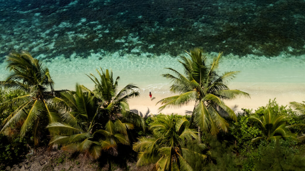 Aerial view of Numirah Beach, Banggai Laut Indonesia