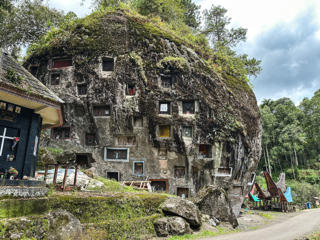 Tana Toraja traditional graves in a rock, Sulawesi, Indonesia