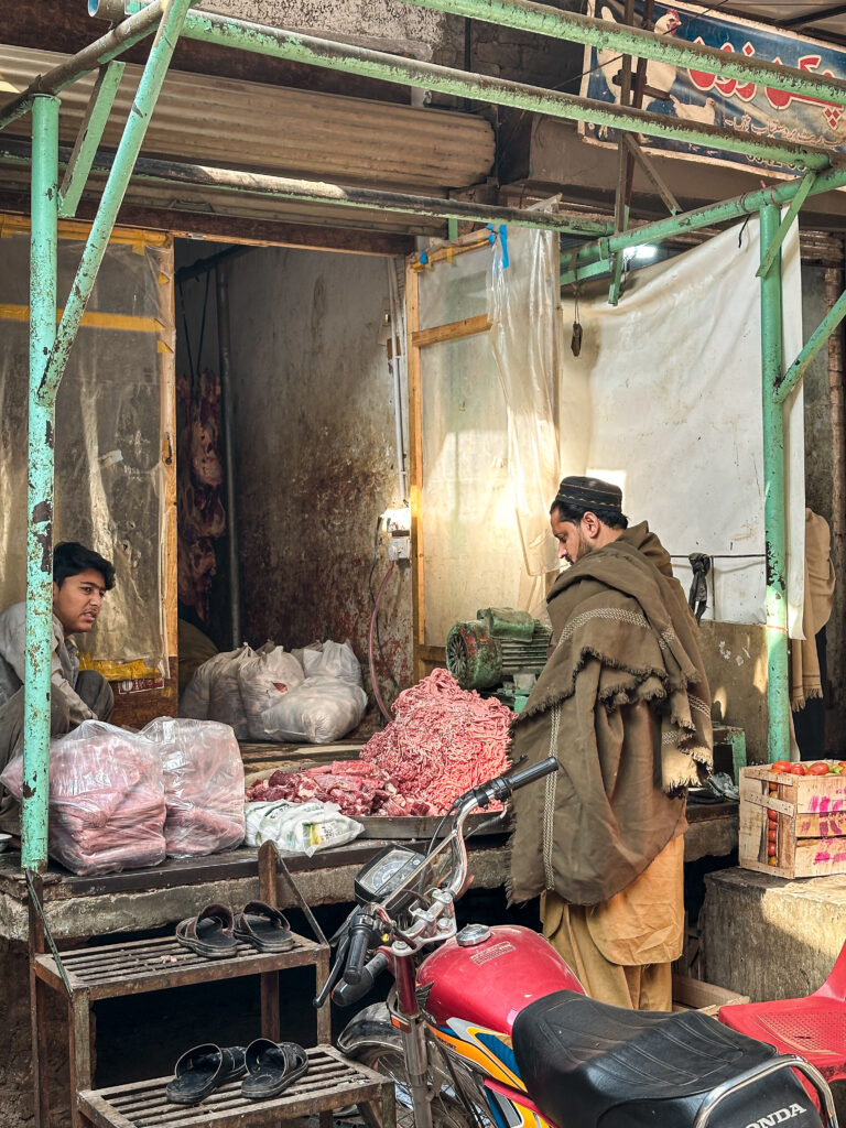 Butcher shop in the old city in Peshawar, Pakistan