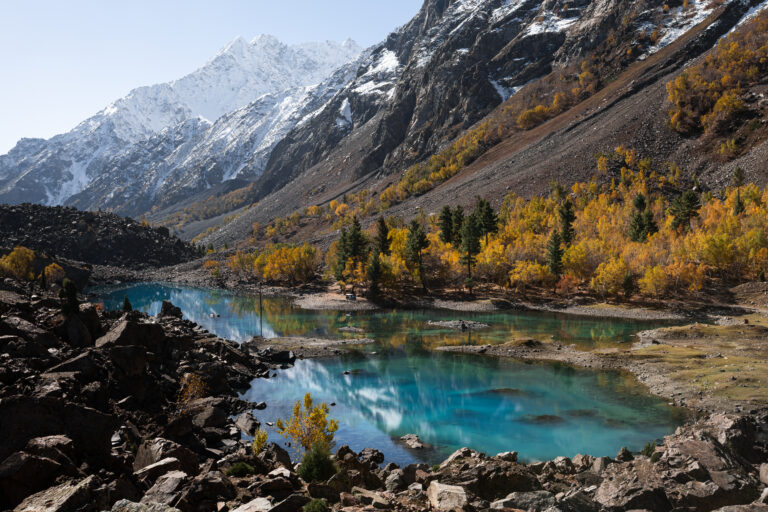 Blue Lake in Naltar Valley in Autumn, Gilgit-Baltistan, Pakistan