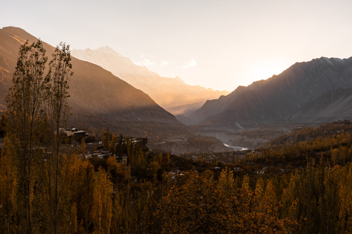 Hunza Valley at Sunset in Autumn, Gilgit-Baltistan, Pakistan