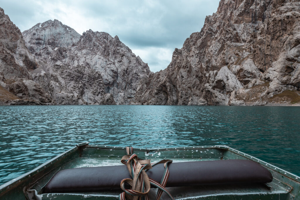 Boat ride in Kel-Suu Lake in Kyrgyzstan