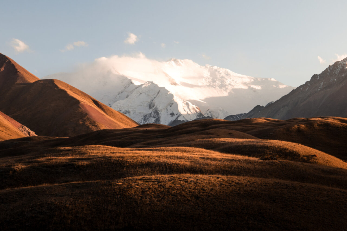 Lenin Peak at sunset, Pamir mountains, Kyrgyzstan