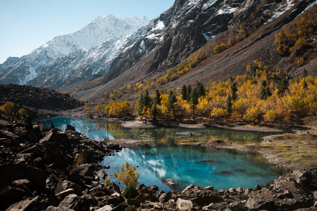 Blue Lake in Naltar Valley in Autumn, Gilgit-Baltistan, Pakistan