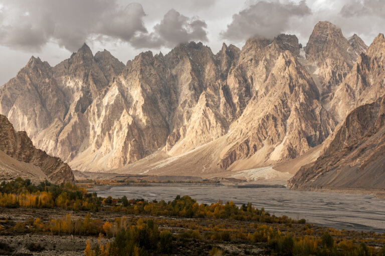 Passu Cones at sunset in autumn in Gojal, Gilgit-Baltistan, Pakistan