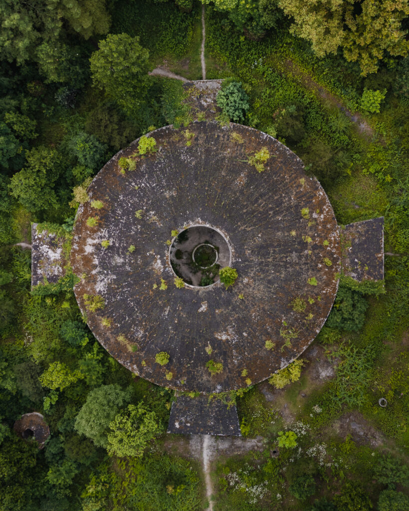 Top-down view of abandoned Bathhouse no. 8, Tskaltubo's abandoned soviet sanatoriums, Georgia