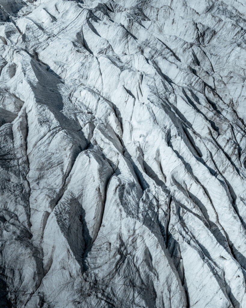 aerial view of passu glacier details, where to go in Hunza, backpacking Northern Pakistan