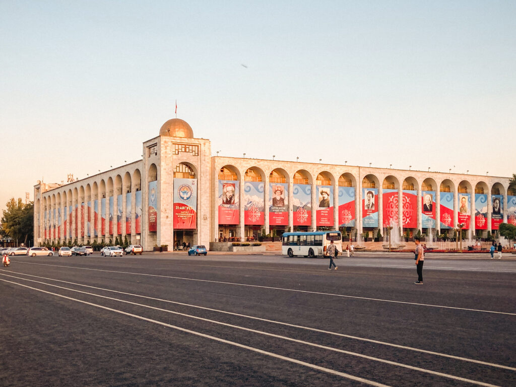 Ala-Too Square at sunset Bishkek city centre, Kyrgyzstan