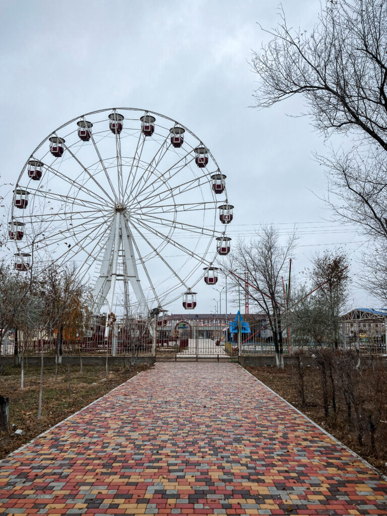 Soviet-style amusement park in Atyrau
